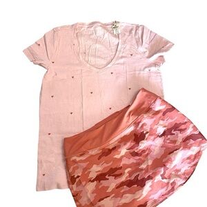 PINK victoria secret scort T-shirt Set Large New with Tag .